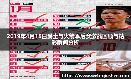 2019年4月18日爵士与火箭季后赛激战回顾与精彩瞬间分析